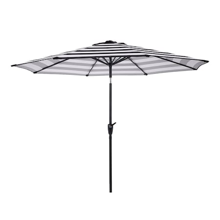 Pure Garden Striped Patio Umbrella, 9 Ft Sun Shade, Push Button Tilt for Outdoor Furniture, Deck or Backyard 50-LG1273